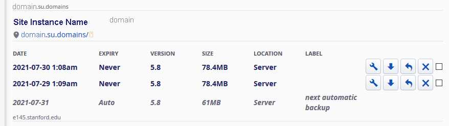 backup details page