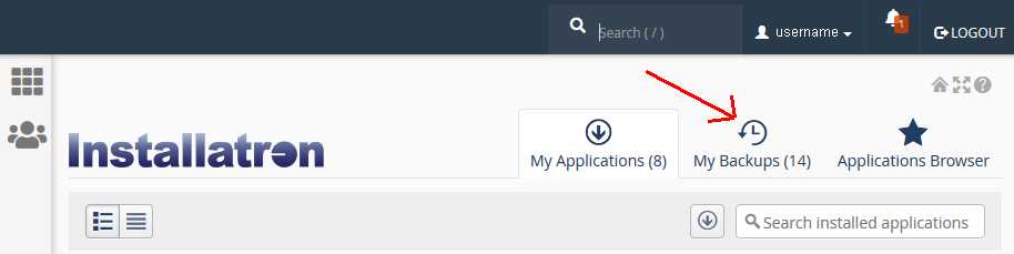 myapps backup path to restore